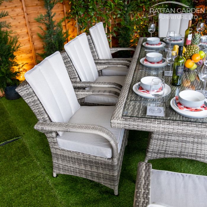 Rattan Champagne Tokyo Rectangular 8 Seat Dining Set