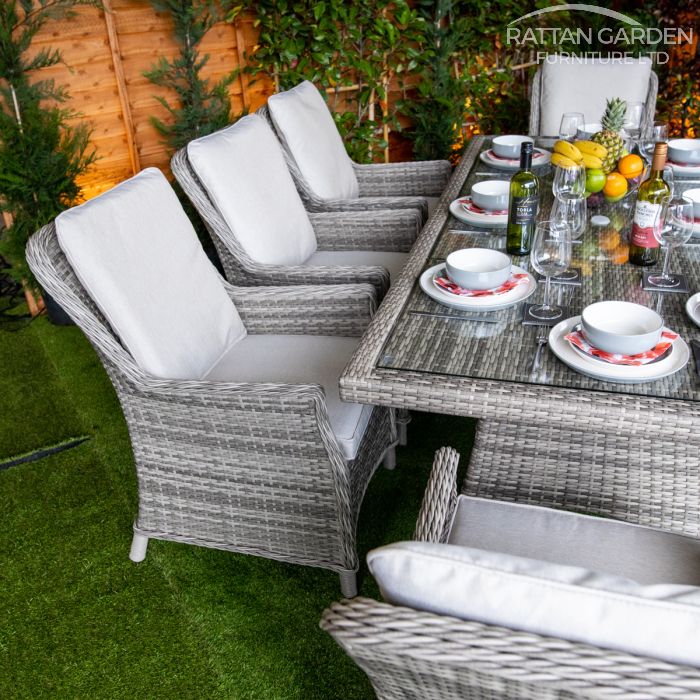 Rattan Champagne Paris Rectangular 8 Seat Dining Set