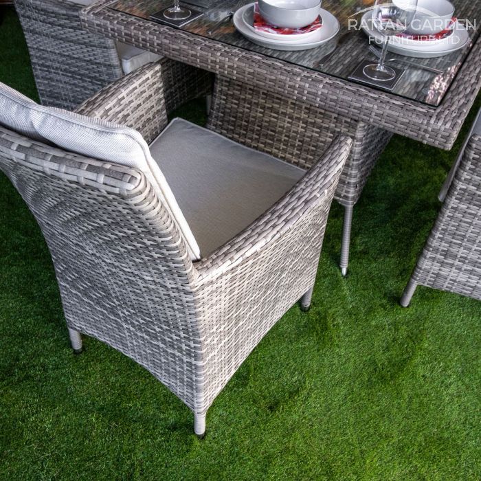 Rattan Champagne Atlanta Rectangular 6 Seat Dining Set