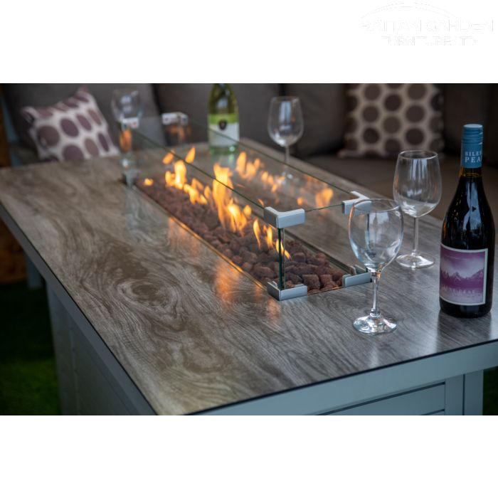 Soho Aluminium Corner Rattan Dining Set With Fire Pit