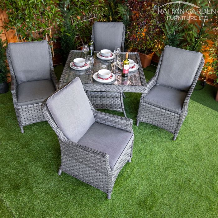 Rattan Serena Paris Square 4 Seat Dining Set
