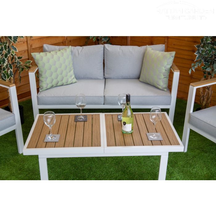 Fiona - Aluminium Rectangular Rising Table Sofa Set
