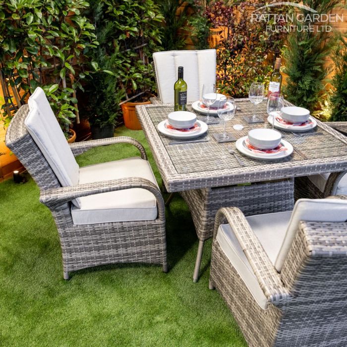 Rattan Champagne Tokyo Square 4 Seat Dining Set