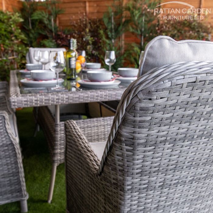 Rattan Champagne Paris Rectangular 6 Seat Dining Set