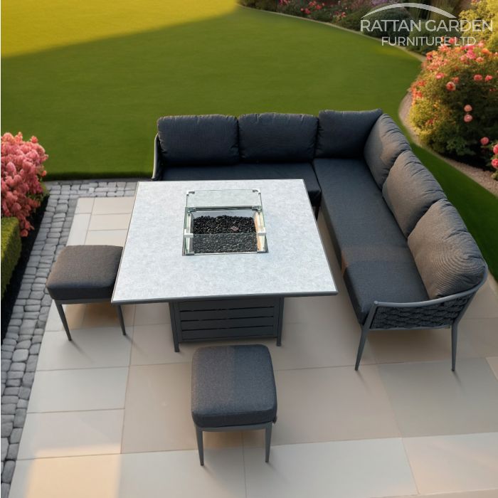 Annabelle Rope Grey 9 Seater Fire Pit Set