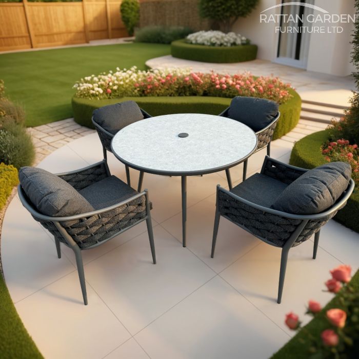 Annabelle Rope Grey 4 Seater Dining Set