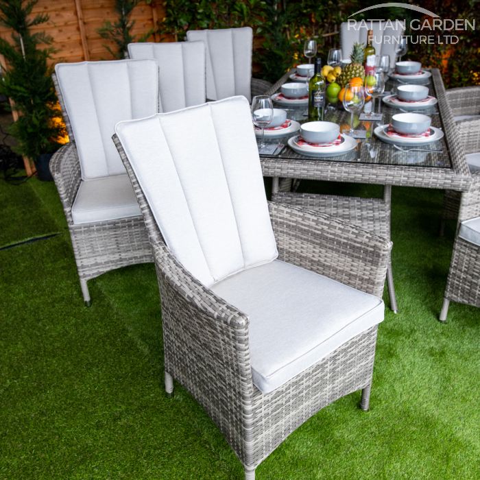 Rattan Champagne Atlanta Rectangular 8 Seat Dining Set