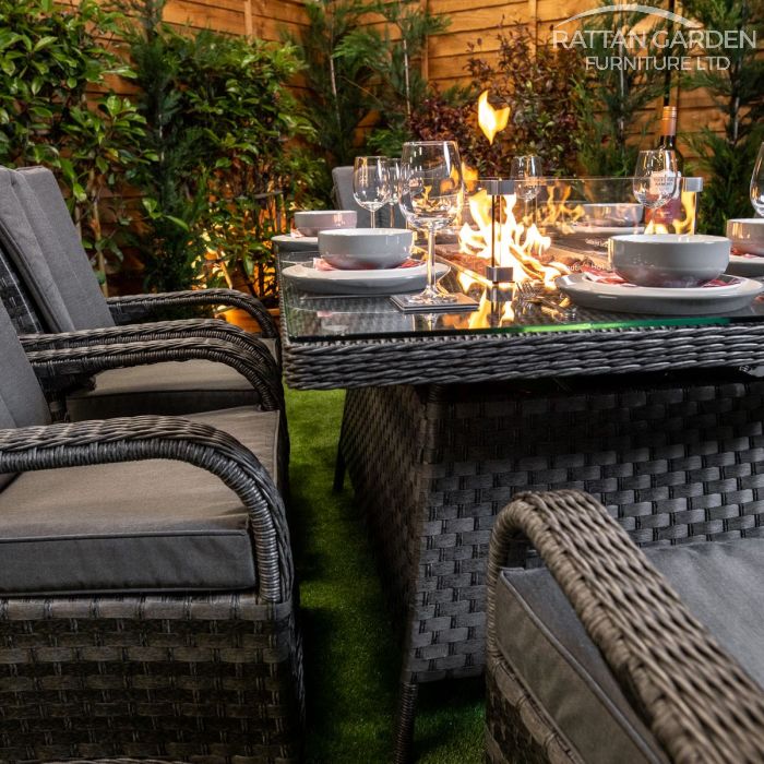 Rattan Serena Tokyo Rectangular 6 Seat Fire Pit Set