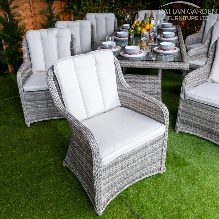 Rattan Champagne Vienna Rectangular 8 Seat Dining Set