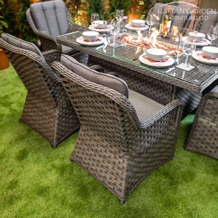 Rattan Serena Vienna Rectangular 6 Seat Fire Pit Set