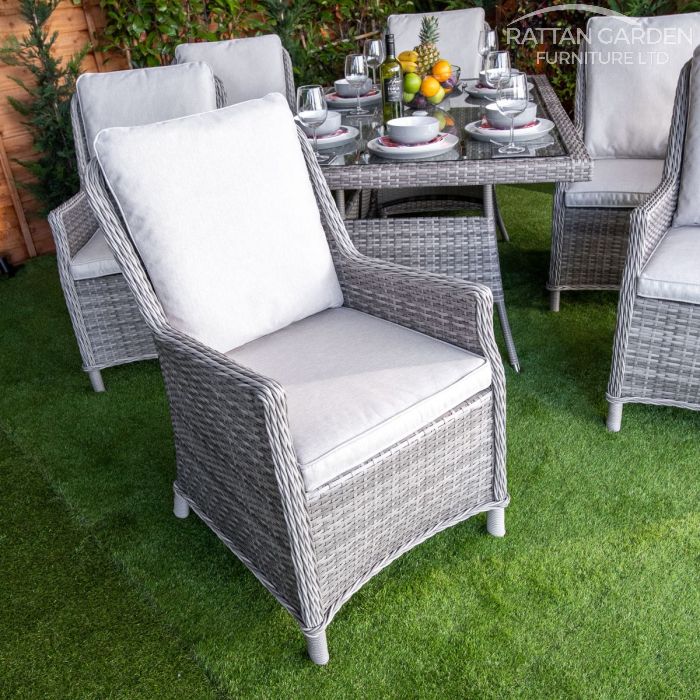 Rattan Champagne Paris Rectangular 6 Seat Dining Set