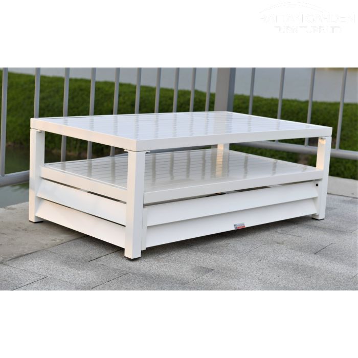 Shutter Style White Aluminium Rectangle Coffee Table