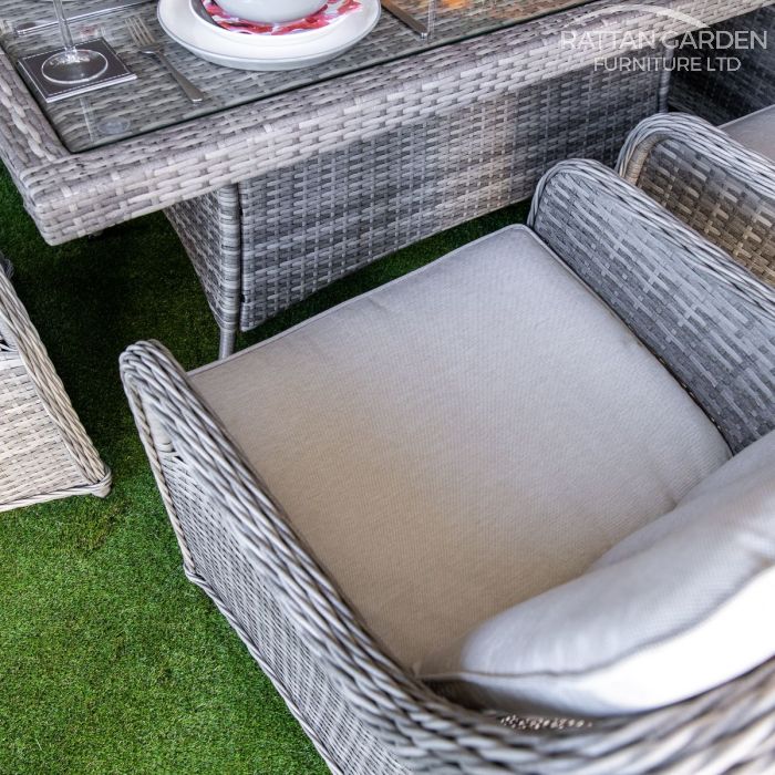 Rattan Champagne Vienna Rectangular 6 Seat Dining Set