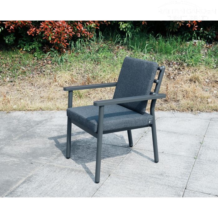 Brabazon Aluminium 6 Seat Dining Set with Patterned Ceramic Glass Table Top