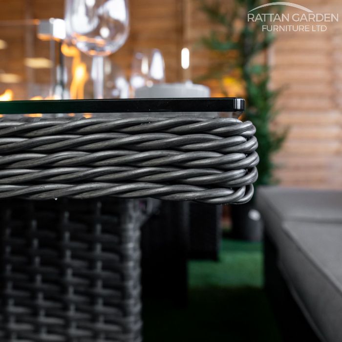 Platinum Madison Rattan Corner Dining Set With Fire Pit