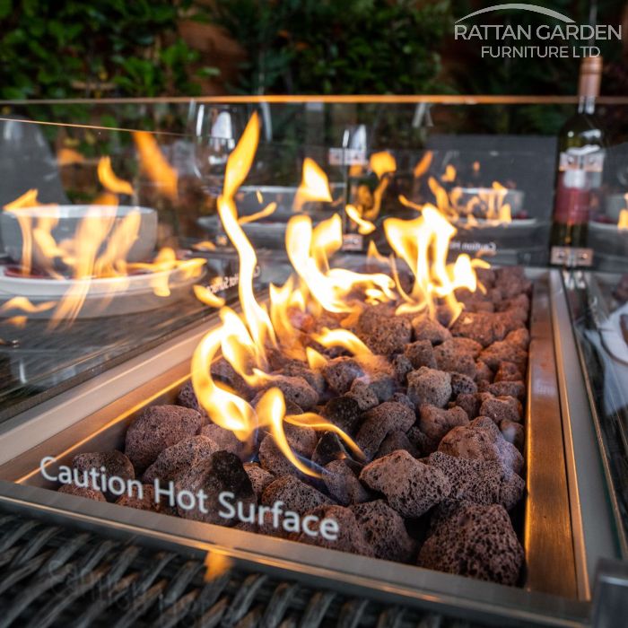 Rattan Serena Paris 8 Seat Fire Pit With 200cm Rectangular Table