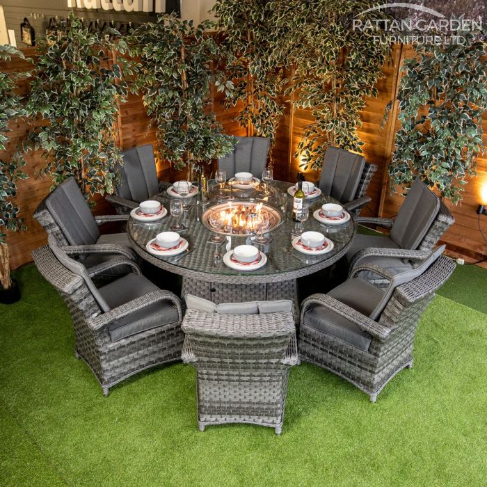 Rattan Serena Tokyo 8 Seat Fire Pit With 165cm Round Table