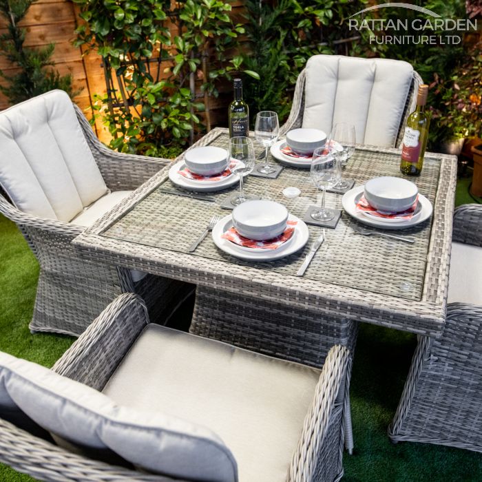 Rattan Champagne Vienna Square 4 Seat Dining Set