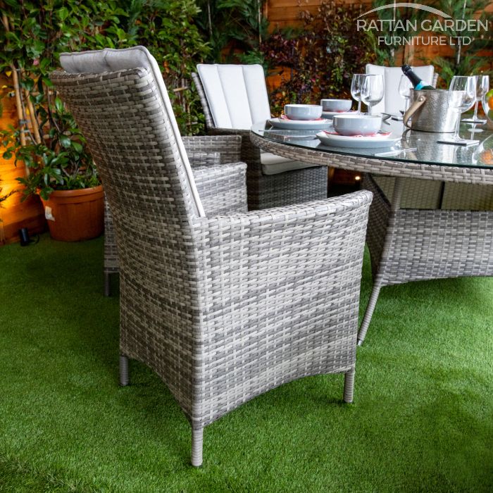 Rattan Champagne Atlanta Round 8 Seat Dining Set