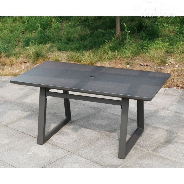 Brabazon Aluminium 6 Seat Dining Set with Grey Ceramic Glass Table Top