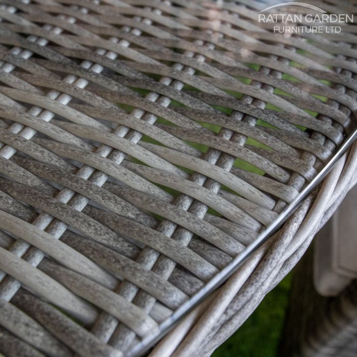 Rattan Champagne Atlanta Round 6 Seat Fire Pit Set