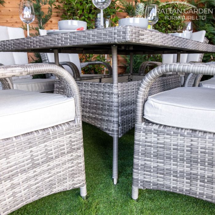 Rattan Champagne Tokyo Rectangular 6 Seat Dining Set