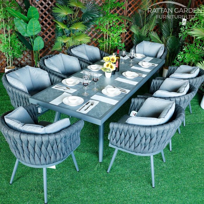 Seychelles Rope 8 Seat Rectangular Dining Set