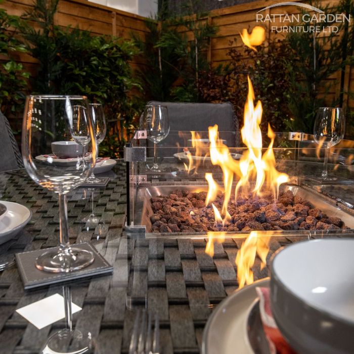 Rattan Serena Paris Round 6 Seat Fire Pit Set