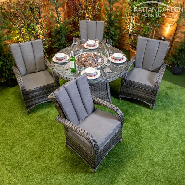 Rattan Serena Tokyo Round 4 Seat Fire Pit Set
