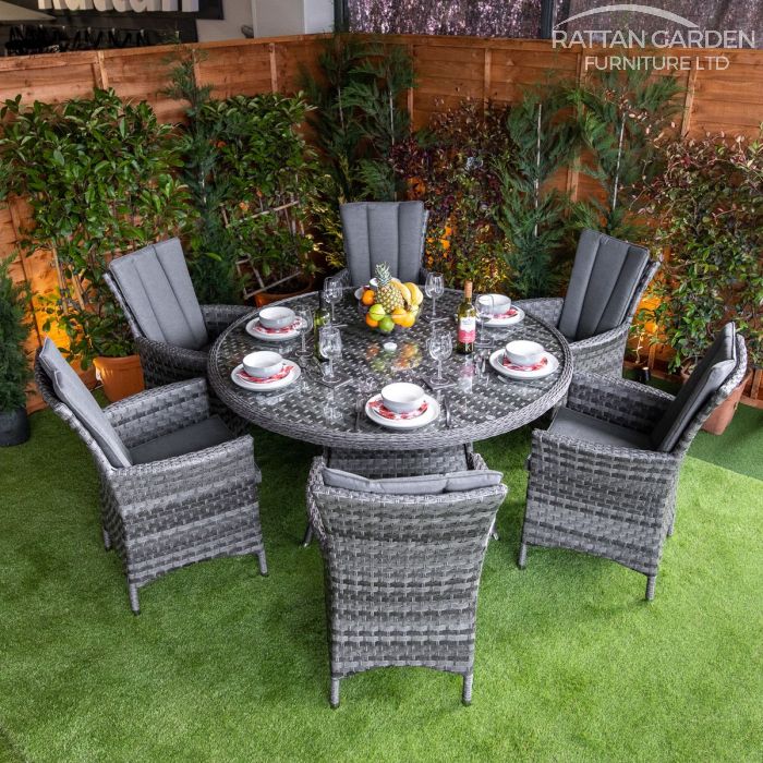 Rattan Serena Atlanta Round 6 Seat Dining Set