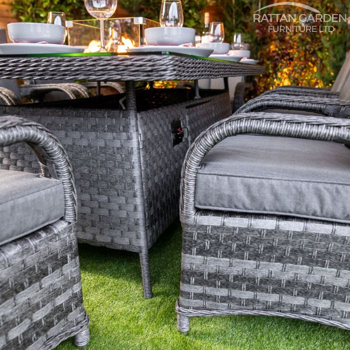 Rattan Serena Tokyo 8 Seat Fire Pit With 200cm Rectangular Table