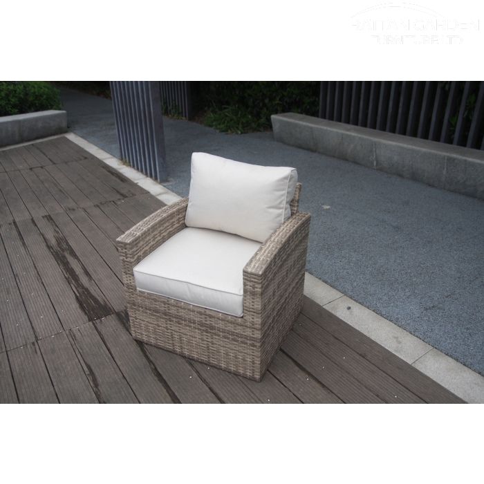 Champagne Chichester 5 Seat 6 Piece Rising Table rattan Sofa Set