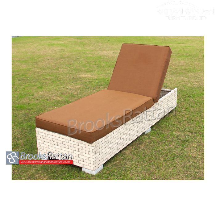 Rattan Ivory Wide Single Sun Lounger in Cream
