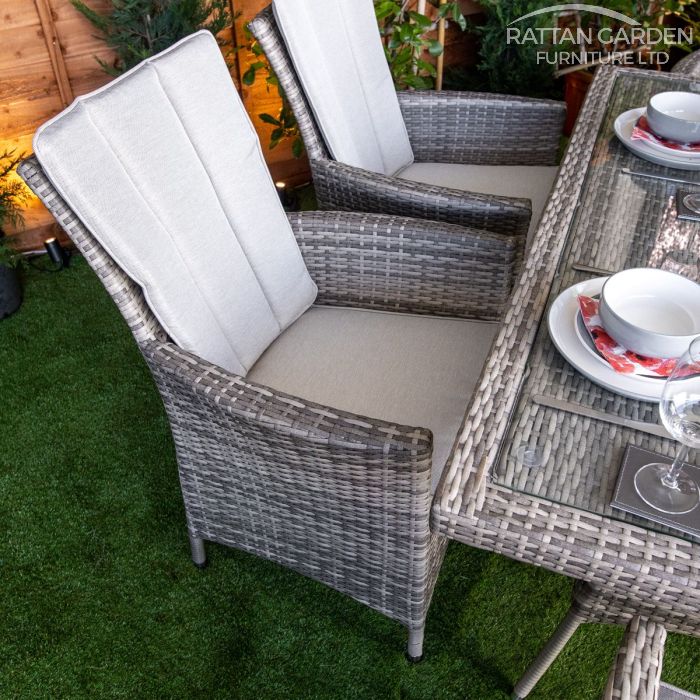 Rattan Champagne Atlanta Rectangular 6 Seat Dining Set