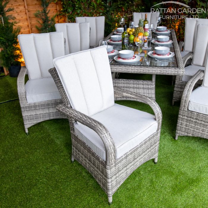 Rattan Champagne Tokyo Rectangular 8 Seat Dining Set