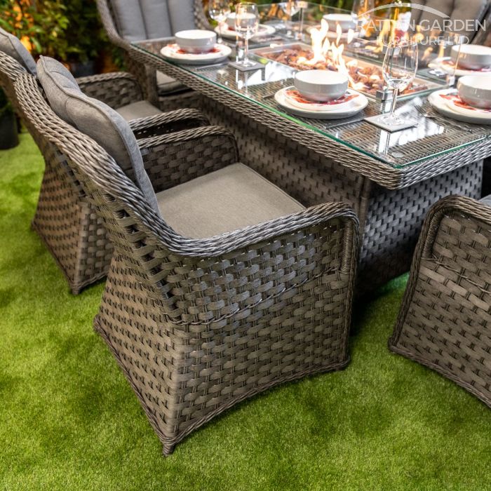 Rattan Serena Vienna Rectangular 6 Seat Fire Pit Set