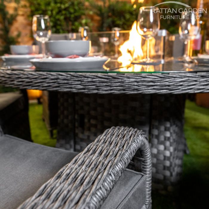 Rattan Serena Tokyo Round 6 Seat Fire Pit Set
