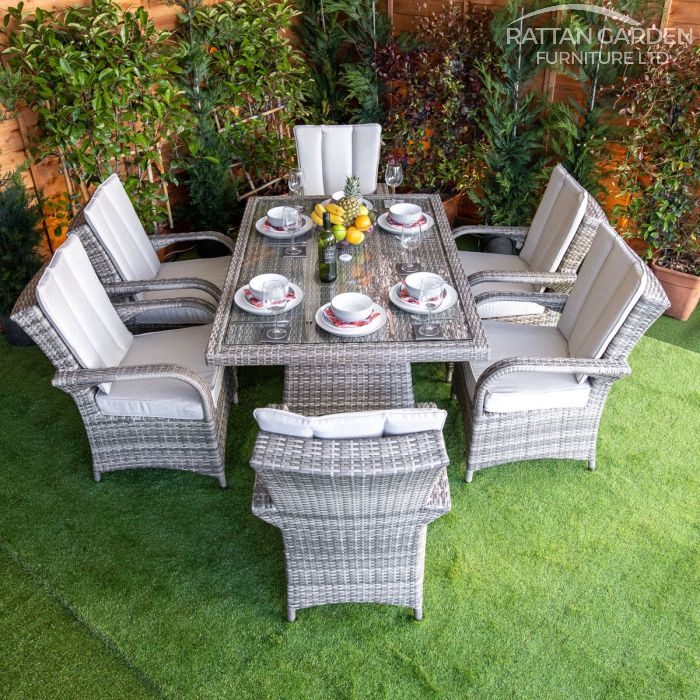 Rattan Champagne Tokyo Rectangular 6 Seat Dining Set