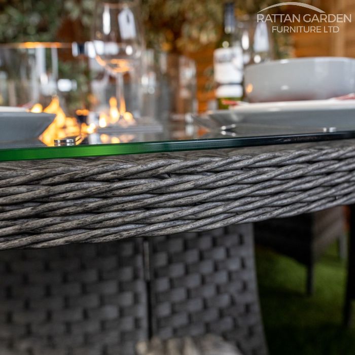 Rattan Serena Atlanta 8 Seat Fire Pit With 165cm Round Table