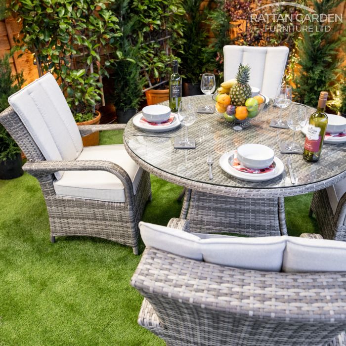 Rattan Champagne Tokyo Round 4 Seat Dining Set