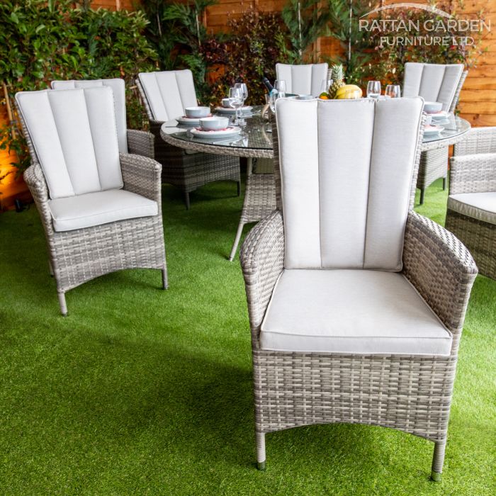 Rattan Champagne Atlanta Round 8 Seat Dining Set