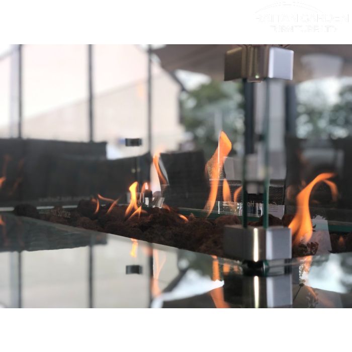 Monroe Aluminium Corner Rattan Dining Set With Fire Pit