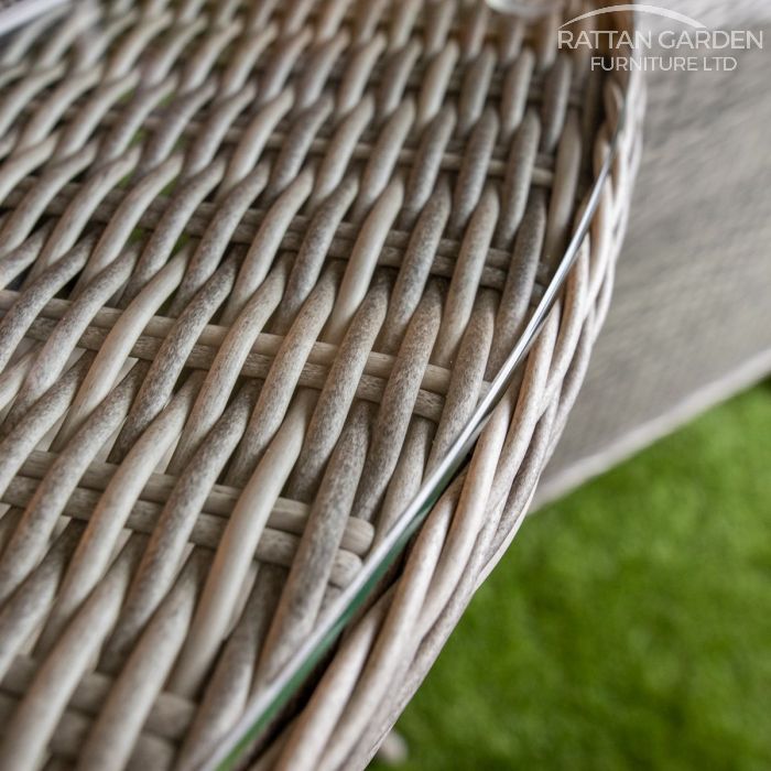 Rattan Champagne Paris Round 4 Seat Fire Pit Set
