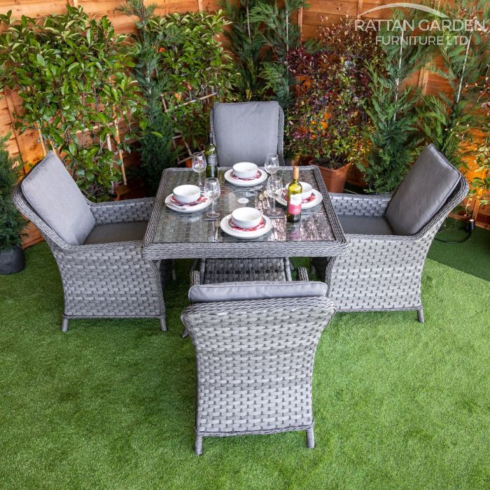 Rattan Serena Paris Square 4 Seat Dining Set