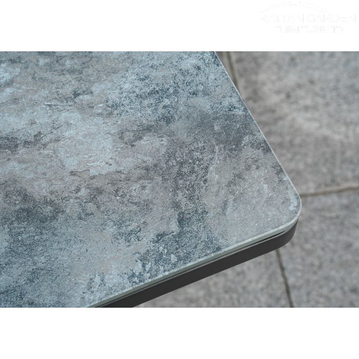 Brabazon Aluminium 6 Seat Dining Set with Patterned Ceramic Glass Table Top