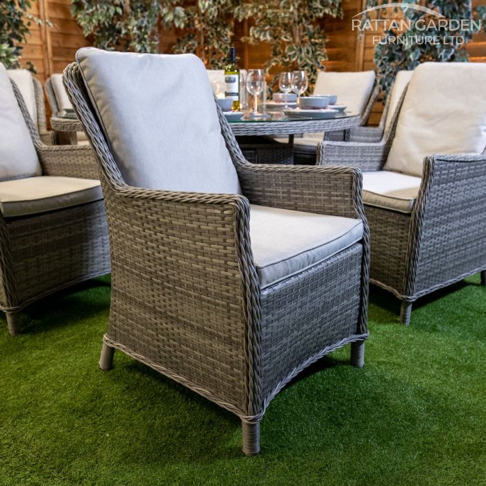 Rattan Champagne Paris 8 Seat Fire Pit With 165cm Round Table