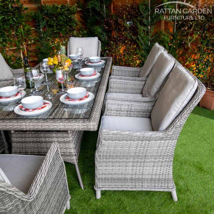 Rattan Champagne Paris Rectangular 8 Seat Dining Set