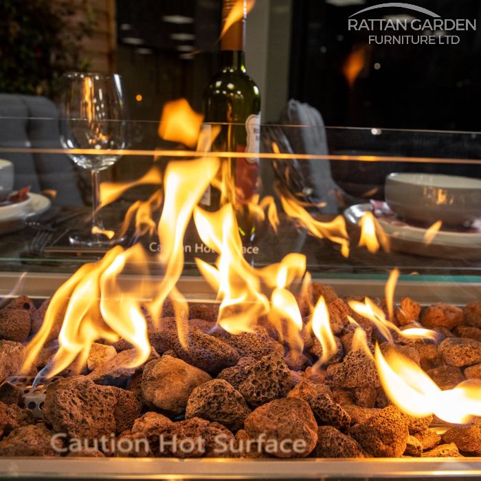 Rattan Serena Vienna Rectangular 6 Seat Fire Pit Set