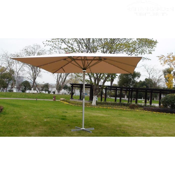 The Ultra 4m x 4m Square LED Fully Remote Parasol in Cream