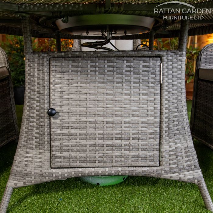 Rattan Champagne Vienna Round 4 Seat Fire Pit Set